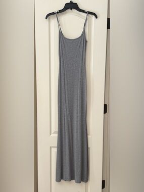 SKIMS Grey Ribbed Maxi Slip Dress